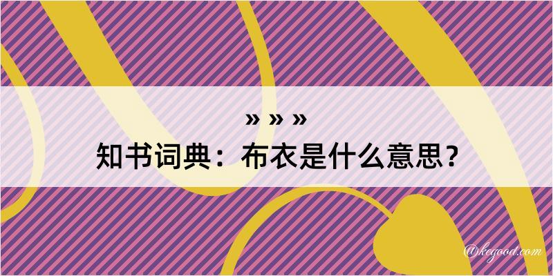 知书词典：布衣是什么意思？