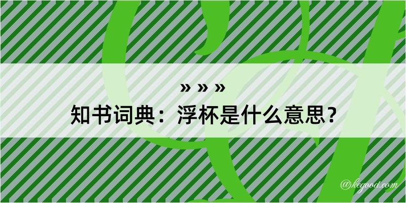 知书词典：浮杯是什么意思？