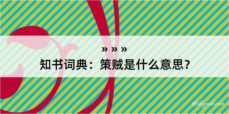 知书词典：策贼是什么意思？