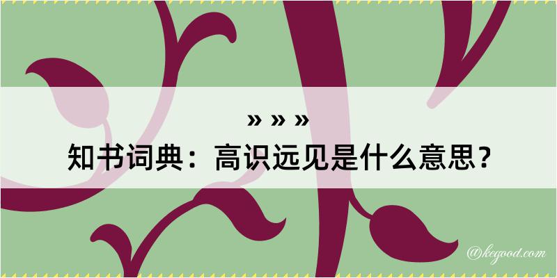 知书词典：高识远见是什么意思？