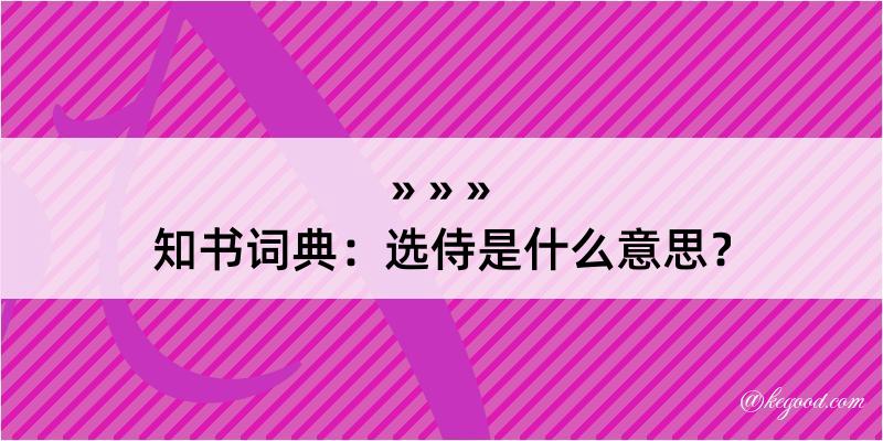 知书词典：选侍是什么意思？