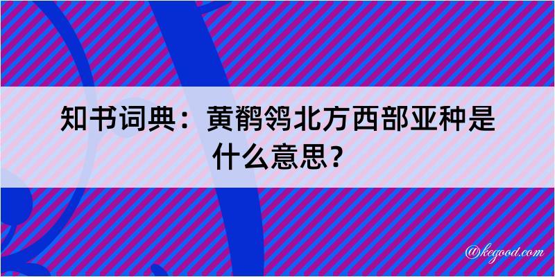 知书词典：黄鹡鸰北方西部亚种是什么意思？