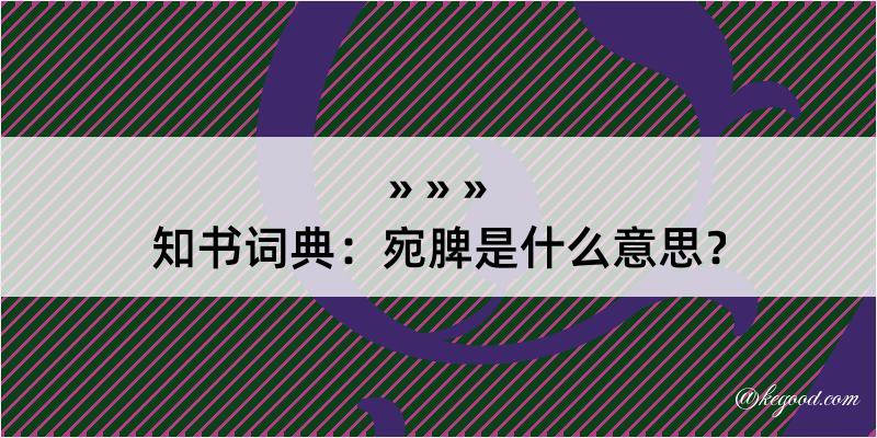 知书词典：宛脾是什么意思？