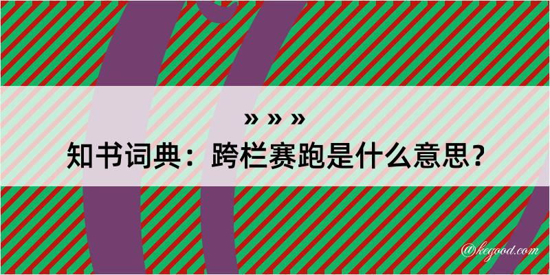 知书词典：跨栏赛跑是什么意思？