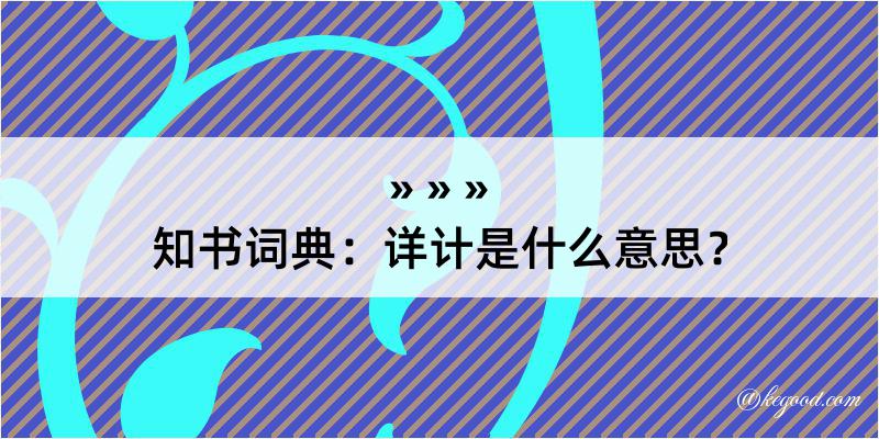 知书词典：详计是什么意思？