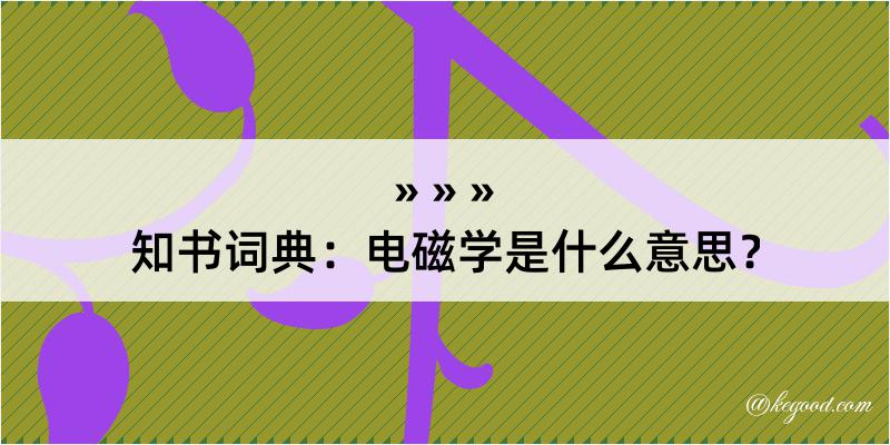 知书词典：电磁学是什么意思？