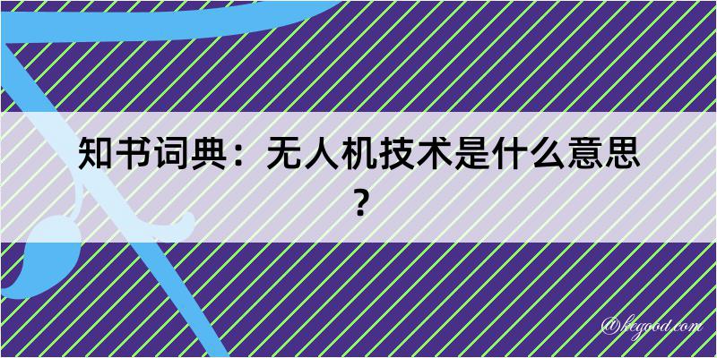 知书词典：无人机技术是什么意思？