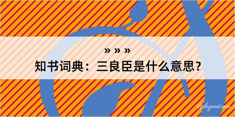 知书词典：三良臣是什么意思？