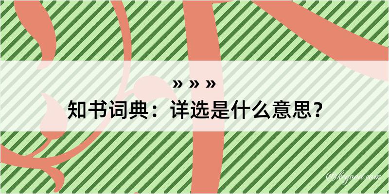 知书词典：详选是什么意思？