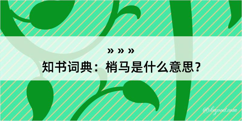 知书词典：梢马是什么意思？