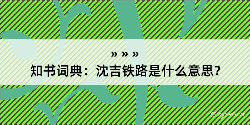 知书词典：沈吉铁路是什么意思？