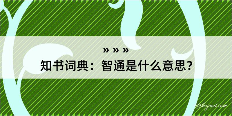 知书词典：智通是什么意思？