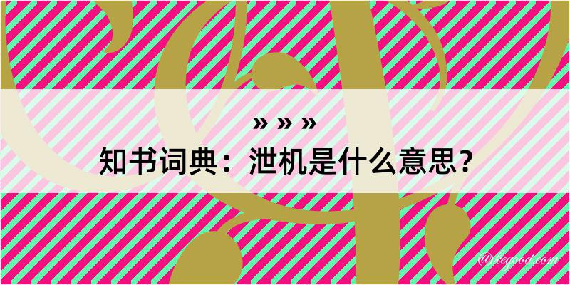 知书词典：泄机是什么意思？