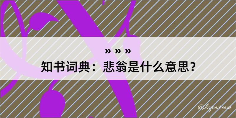 知书词典：悲翁是什么意思？