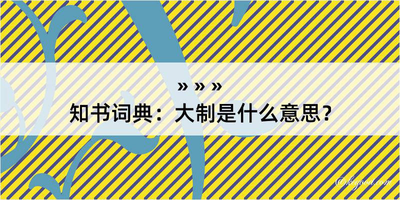 知书词典：大制是什么意思？