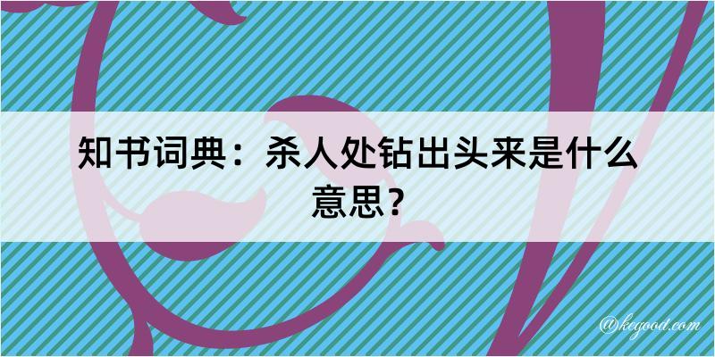 知书词典：杀人处钻出头来是什么意思？