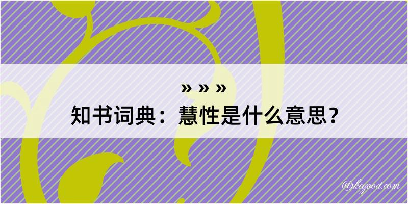 知书词典：慧性是什么意思？