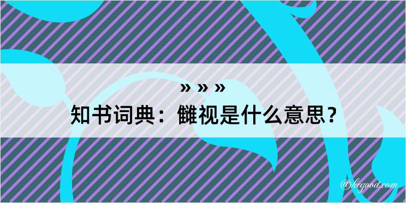 知书词典：雠视是什么意思？