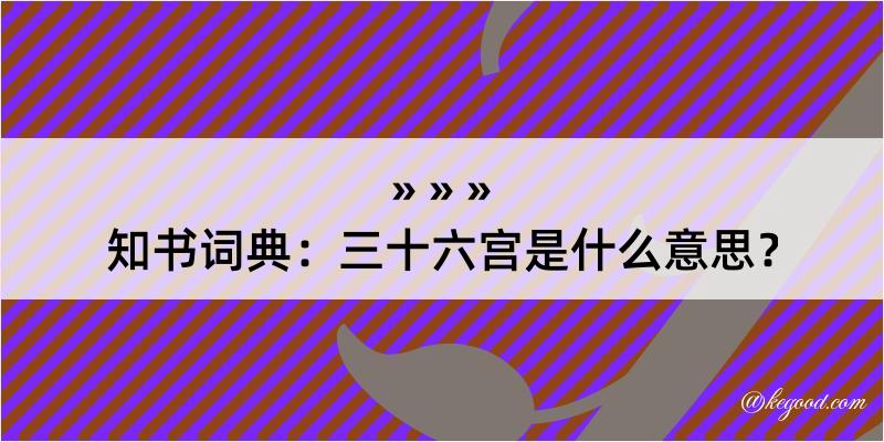 知书词典：三十六宫是什么意思？