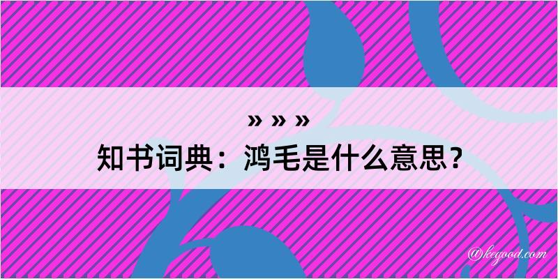 知书词典：鸿毛是什么意思？