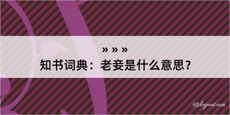 知书词典：老妾是什么意思？