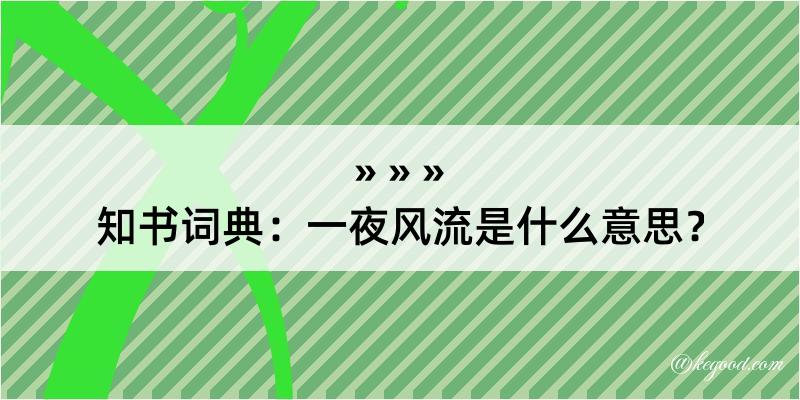 知书词典：一夜风流是什么意思？