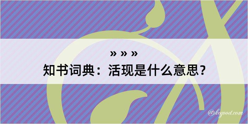 知书词典：活现是什么意思？