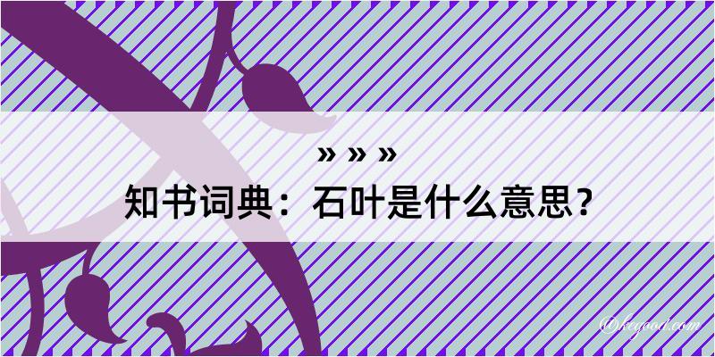 知书词典：石叶是什么意思？