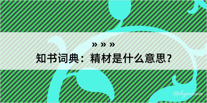 知书词典：精材是什么意思？