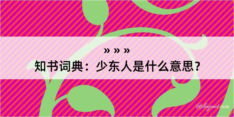 知书词典：少东人是什么意思？