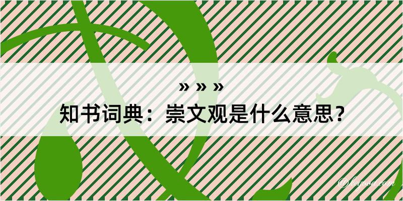 知书词典：崇文观是什么意思？