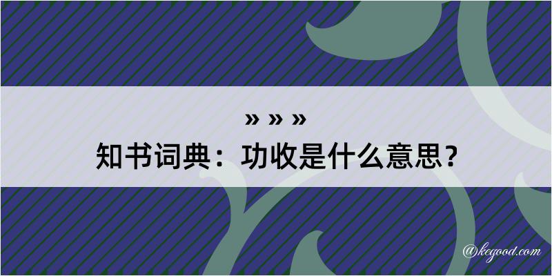 知书词典：功收是什么意思？