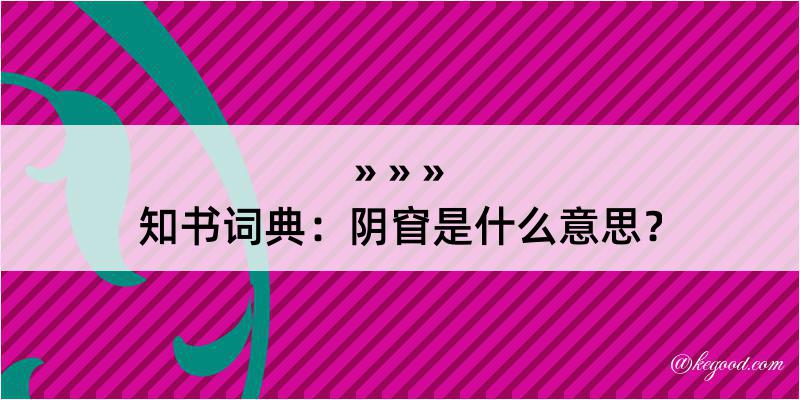 知书词典：阴窅是什么意思？