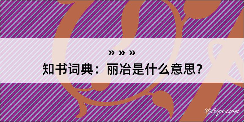 知书词典：丽冶是什么意思？