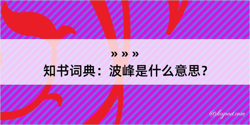 知书词典：波峰是什么意思？