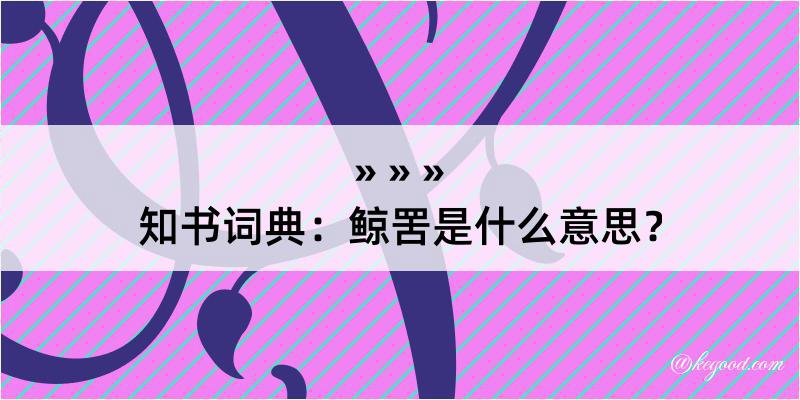 知书词典：鲸罟是什么意思？