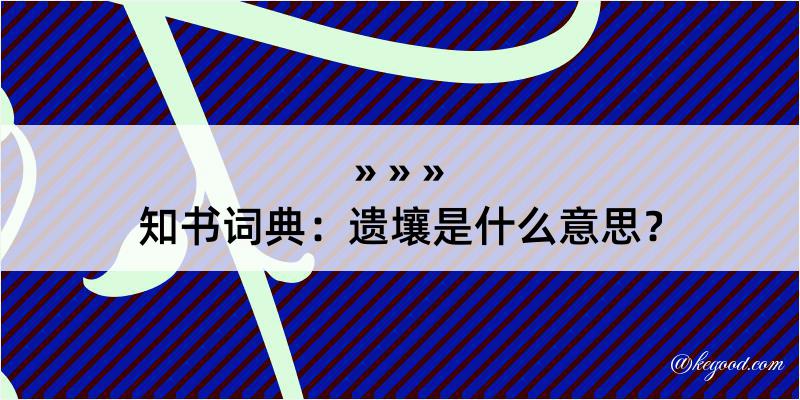 知书词典：遗壤是什么意思？