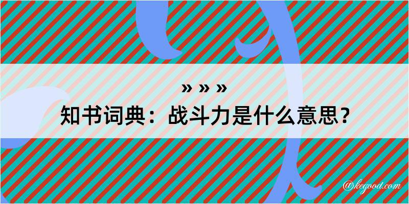 知书词典：战斗力是什么意思？