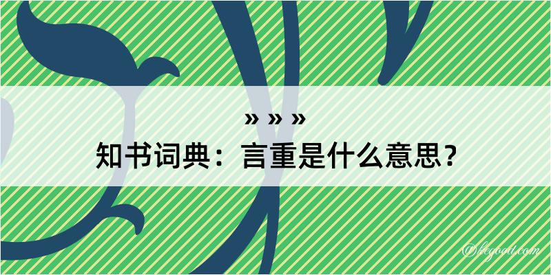 知书词典：言重是什么意思？