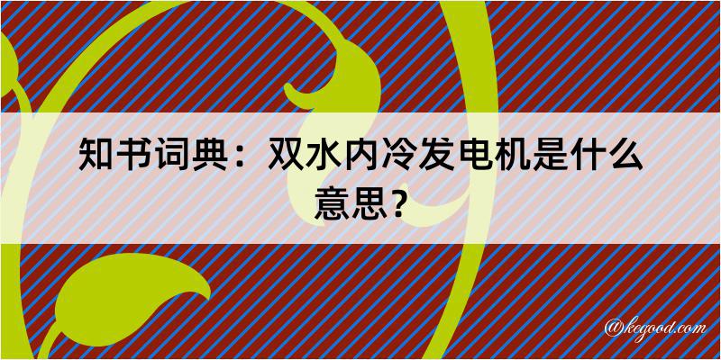 知书词典：双水内冷发电机是什么意思？