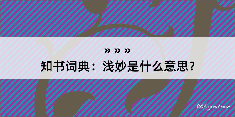 知书词典：浅妙是什么意思？