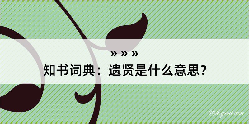 知书词典：遗贤是什么意思？