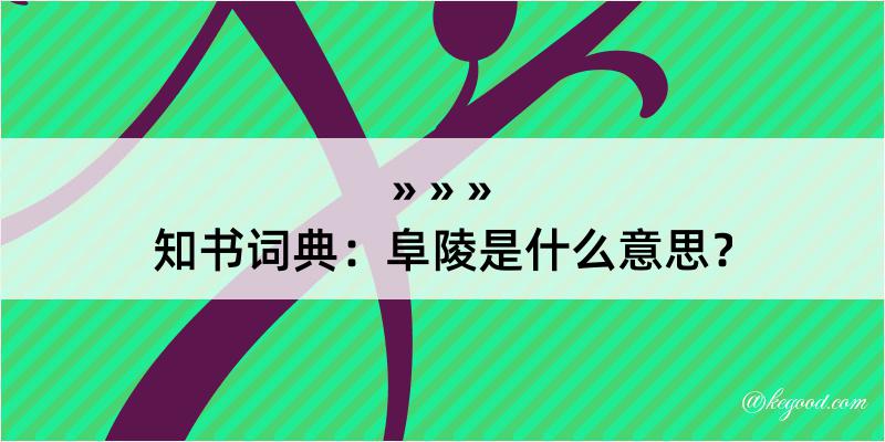 知书词典：阜陵是什么意思？