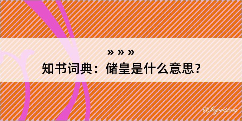 知书词典：储皇是什么意思？