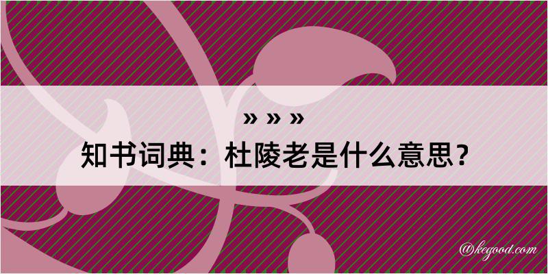 知书词典：杜陵老是什么意思？