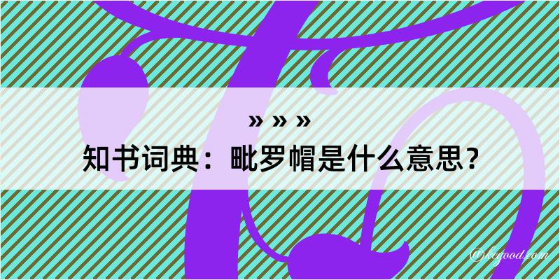 知书词典：毗罗帽是什么意思？