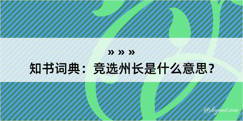 知书词典：竞选州长是什么意思？