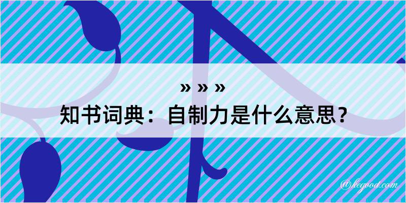 知书词典：自制力是什么意思？