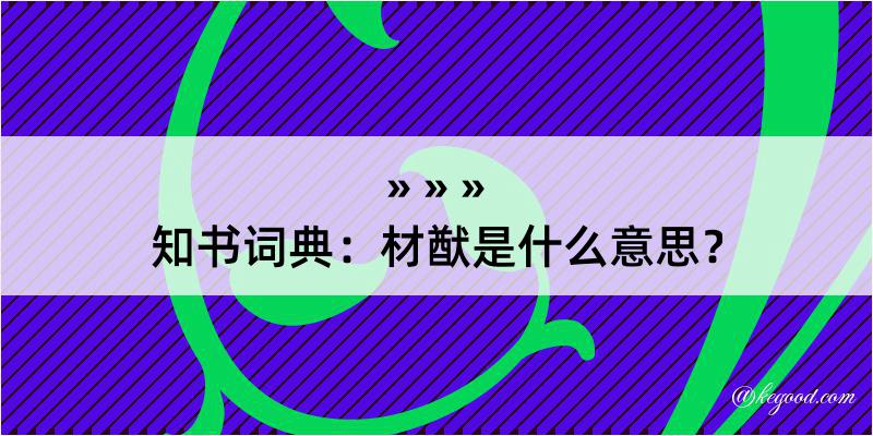 知书词典：材猷是什么意思？