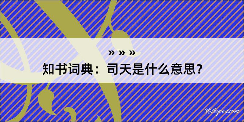 知书词典：司天是什么意思？